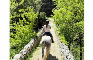 pont lors d'une randonnée équestre en Ardèche